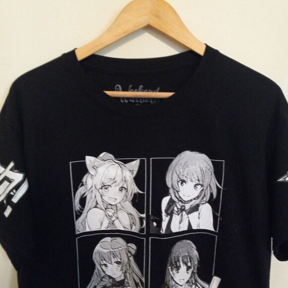 Weekend Warrior Anime Graphic Shirt-Large-Short Sleeve-Black & White-Crewneck - Picture 2 of 7